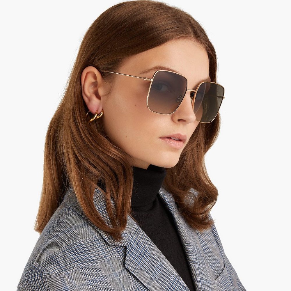 Dior Stellaire Square Sunglasses in Gold / Brown